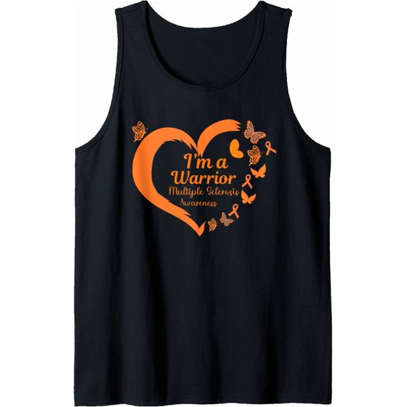 Multiple Sclerosis Warrior Women Heart Flower Ms Awareness Tank Top Size S-3XL