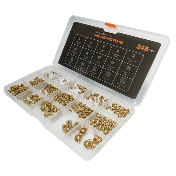 Multiple Size Brass Heat Insert Nut Set For Plastic Embedding With Soldering Iron Tip 2 to 8 Brass Tip 345pcs Total