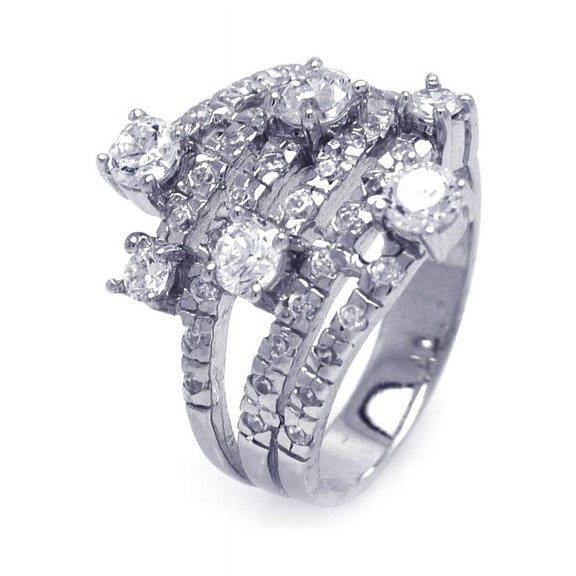 Multiple Sized Clear Cubic Zirconia Alternative Wrap Ring Rhodium Plated Sterling Silver Size 5