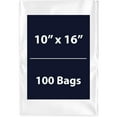thumbnail image 1 of LDPE Clear Flat Poly Bags | 1.25Mil, 10" X 16" & 100 Bags | Flat Open Top Plastic Packaging Packing, 1 of 7