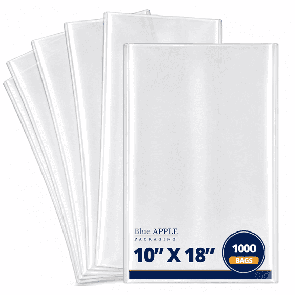 Clear Flat Poly Bag 1.5Mil, 10" X 18" & 1000 Bags | Low-Density Polyethylene (LDPE), Flat Open Top Plastic Packaging | Flexible and Durable Plastic Bag
