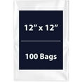 thumbnail image 1 of OMRANII 12"x12" Clear Poly Bags, 100 Bags, LDPE, 1 of 7