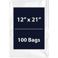 thumbnail image 1 of Multiple Sizes Clear Flat Poly Bags - 12"x21" & (100 Bags) 1.5Mil Flat Open Top Plastic Packaging Packing | Flexible and Durable Plastic Bags | Low-Density Polyethylene (LDPE), 1 of 7