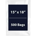 thumbnail image 1 of Multiple Sizes Clear Flat Poly Bags - 15"x18" & (500 Bags) 1.5Mil Flat Open Top Plastic Packaging Packing | Flexible and Durable Plastic Bags | Low-Density Polyethylene (LDPE), 1 of 7