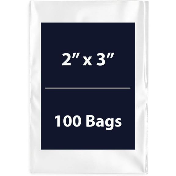 Multiple Sizes Clear Flat Poly Bags - 2"x3" & (100 Bags) 3Mil Flat Open Top Plastic Packaging Packing | Flexible and Durable Plastic Bags | Low-Density Polyethylene (LDPE)