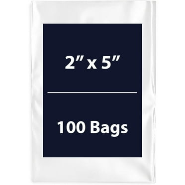 Multiple Sizes Clear Flat Poly Bags - 2"x5" & (100 Bags) 1.5Mil Flat Open Top Plastic Packaging Packing | Flexible and Durable Plastic Bags | Low-Density Polyethylene (LDPE)