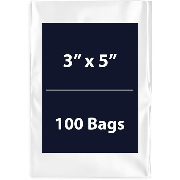 Multiple Sizes Clear Flat Poly Bags - 3"x5" & (100 Bags) 3Mil Flat Open Top Plastic Packaging Packing | Flexible and Durable Plastic Bags | Low-Density Polyethylene (LDPE)