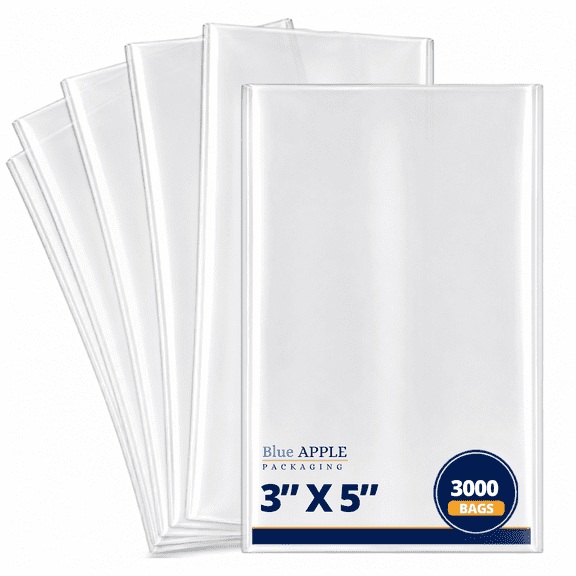 Clear Flat Poly Bag 3Mil, 3" X 5" & 3000 Bags | Low-Density Polyethylene (LDPE), Flat Open Top Plastic Packaging | Flexible and Durable Plastic Bag
