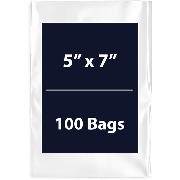 Multiple Sizes Clear Flat Poly Bags - 5"x7" & (100 Bags) 1.5Mil Flat Open Top Plastic Packaging Packing | Flexible and Durable Plastic Bags | Low-Density Polyethylene (LDPE)