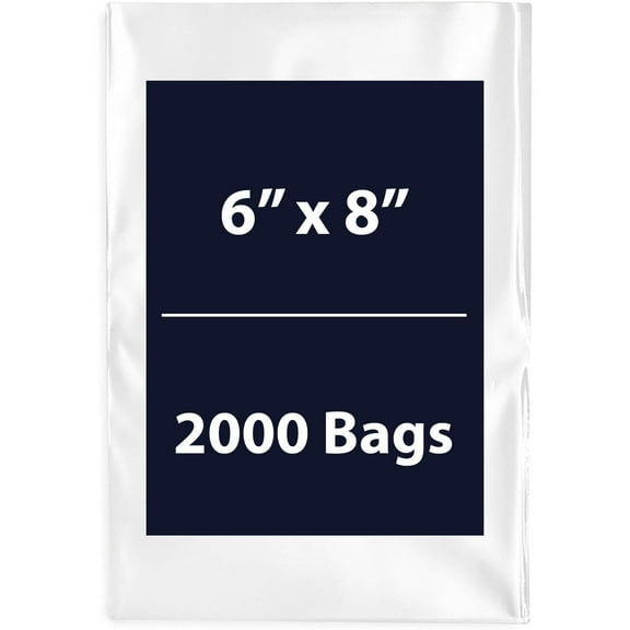 Multiple Sizes Clear Flat Poly Bags - 6"x8" & 2000 Bags 1.25Mil Flat Open Top Plastic Packaging Packing | Flexible and Durable Plastic Bags | Low-Density Polyethylene (LDPE)