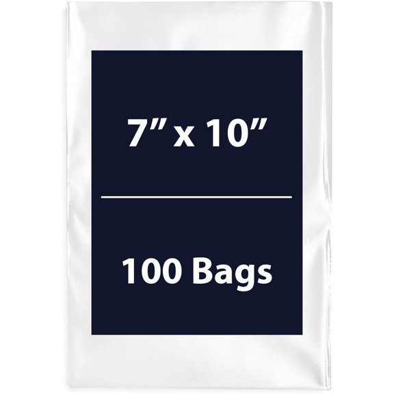 Multiple Sizes Clear Flat Poly Bags - 7"x10" & (100 Bags) 1.5Mil Flat Open Top Plastic Packaging Packing | Flexible and Durable Plastic Bags | Low-Density Polyethylene (LDPE)