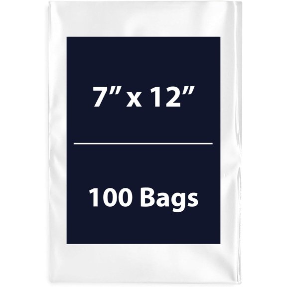 Multiple Sizes Clear Flat Poly Bags - 7"x12" & (100 Bags) 1.5Mil Flat Open Top Plastic Packaging Packing | Flexible and Durable Plastic Bags | Low-Density Polyethylene (LDPE)