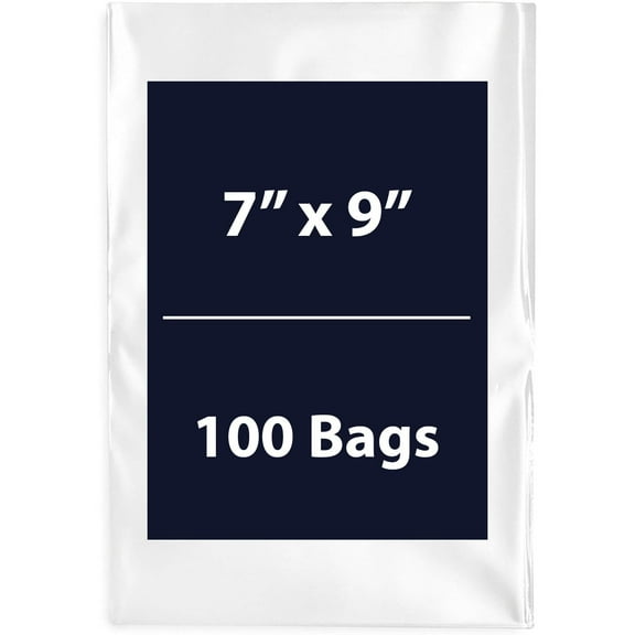 Multiple Sizes Clear Flat Poly Bags - 7"x9" & 100 Bags 1.25Mil Flat Open Top Plastic Packaging Packing | Flexible and Durable Plastic Bags | Low-Density Polyethylene (LDPE)