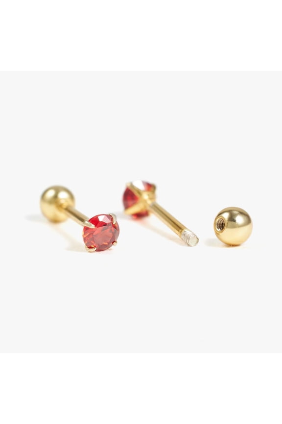 Multiple Sizes Garnet Red 3A CZ Birthstone Screw Back Earrings