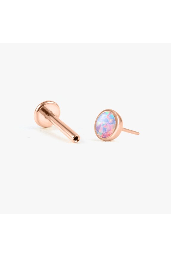 Multiple Sizes Purple Opal Bezeled Push Pin Earring