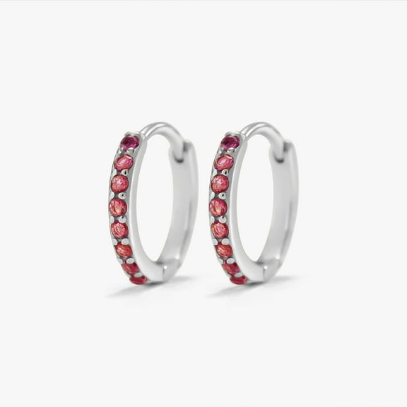 Multiple Sizes Ruby Red 3A CZ  Hoop Earrings