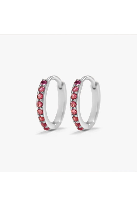 Multiple Sizes Ruby Red 3A CZ  Hoop Earrings