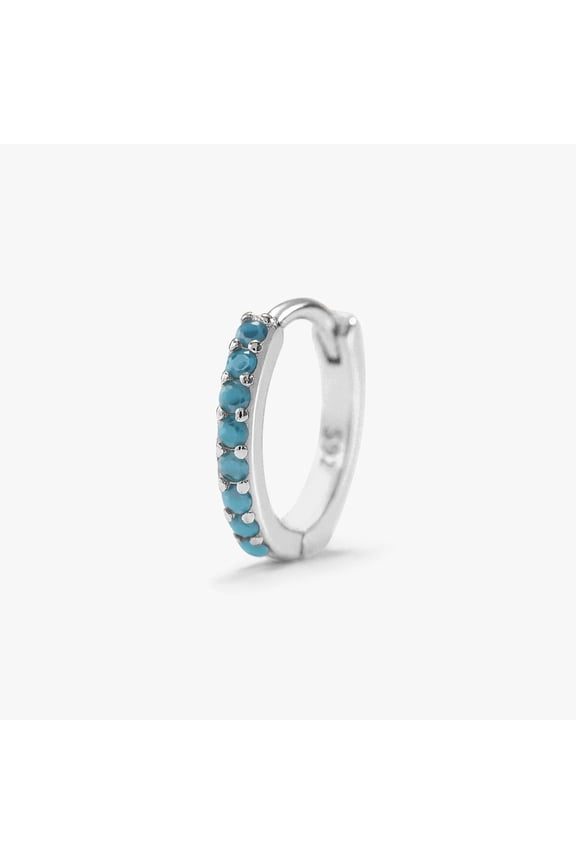 Multiple Sizes Turquoise Pave Small Hoop Earrings