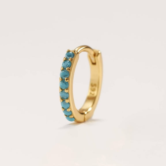 Multiple Sizes Turquoise Pave Small Hoop Earrings