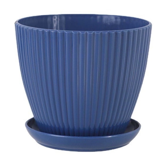 Multiple Sizes Vertical Pattern Thickened Pot And Potted Plant, Lightweight Durable Planter, Balcony Small Flowerpot With Tray And Drain Holes