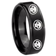 thumbnail image 1 of Multiple Skull 8MM Step Edge Brush Black Tungsten Men's Ring, 1 of 2