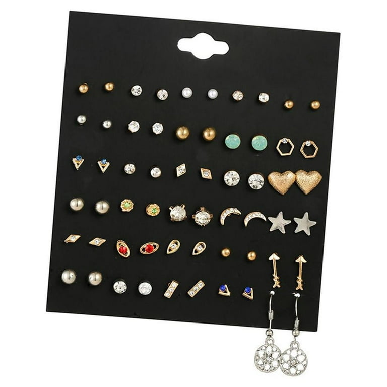 Multiple Stud Earrings Set for Women Hoop Earring Set Pack of 20 Pairs Style01