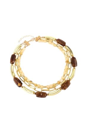 Multiple Tiers Beaded Necklace Resin Geometric Designs Stackable Jewelry For Everyday Outfits And Special Event