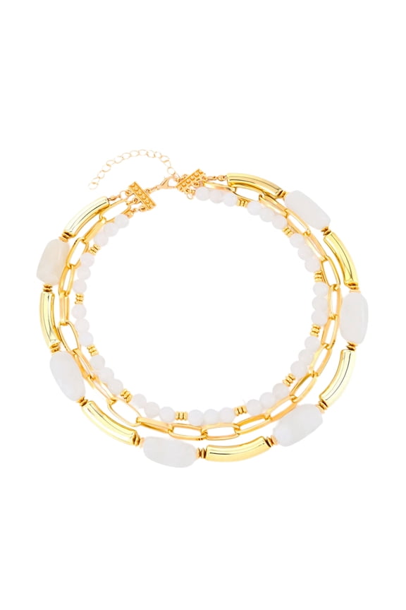 Multiple Tiers Beaded Necklace Resin Geometric Designs Stackable Jewelry For Everyday Outfits And Special Event