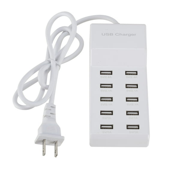 Multiple USB Charger,10 Ports Quick Charge Charger Station Dock with Cable 5V 2.4A for Smart Phones