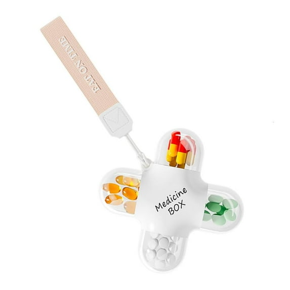 Multiple Use Clear ABS Pills Container 4 Divided Sections Secure Lid Easy To Carry