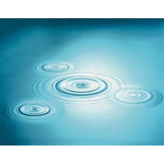 Multiple rings in blue water with bright light reflection Canvas Art - Panoramic Images (24 x 19)