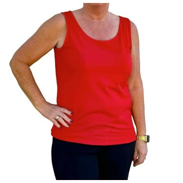 Multiples Double Scoop Neck Solid Knit Tank Top