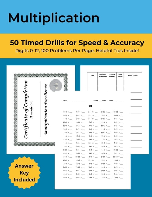 Math Workbooks: Timed Tests Multiplication: 50 Timed Drills for Speed ...