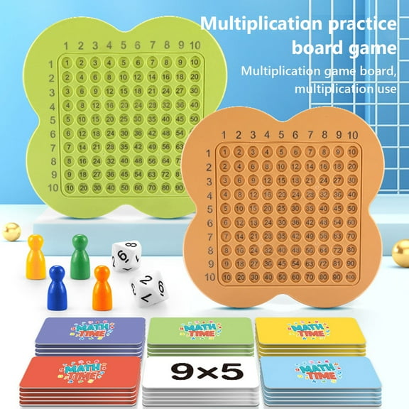 Multiplication | Math Arithmetic Counter Board | Educational STEM Toy for Mathematics Practice | Includes 100 Multiplication Cards, 2 , 4 Figurines, 1 Board | ABS Material | Gift