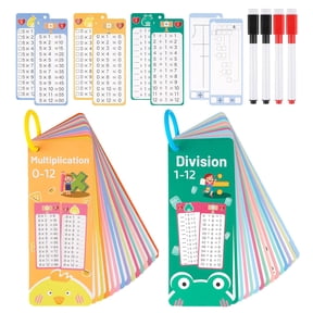 Multiplication and Division Flash Cards 30 Pcs, 0-12 Math Flash Cards with 4 Dry Erase Pens 2 Rings, Educational Time Table Flash Cards for 1st-3rd Graders Multiplication Game