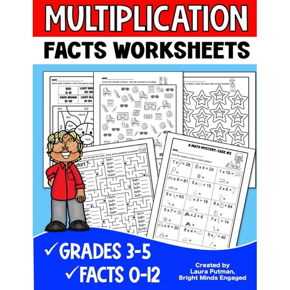 Multiplication Facts Practice for Kids Multiplication Facts Worksheets: Grades 3-5 Digits 0-12 Math Worksheets, (Paperback)