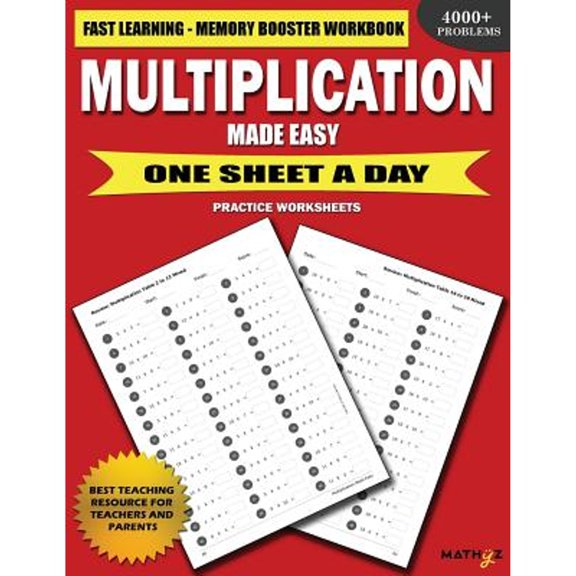 Pre-Owned Multiplication Made Easy: Fast Learning - Memory Booster Workbook One Sheet A Day Practice Worksheets Paperback Mathyz Learning