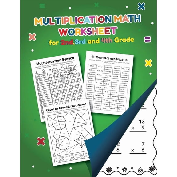 Multiplication Math Worksheet for 2nd, 3rd and 4th grade: Over 20 Fun Designs For Boys And Girls - Educational Worksheet, (Paperback)