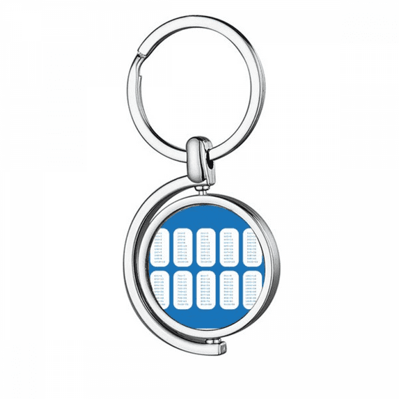 Multiplication Table Number Study Math Rotating Keychain Metal Keyring Holder