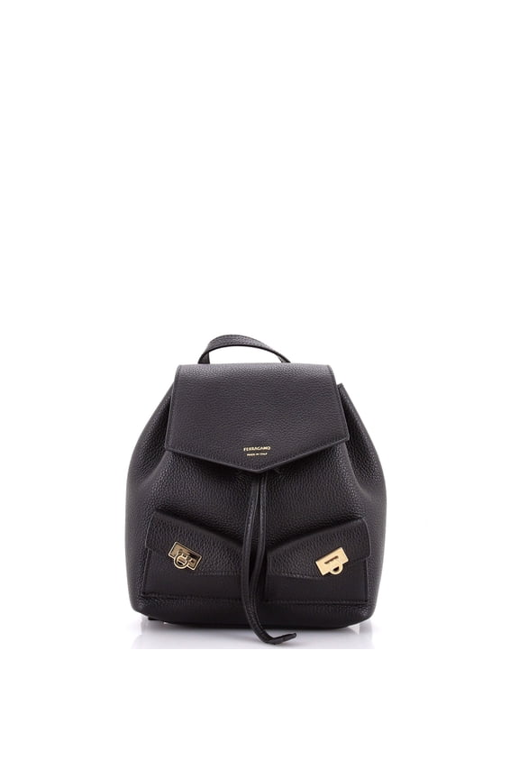 Multipocket Drawstring Backpack Leather Mini By Rebag