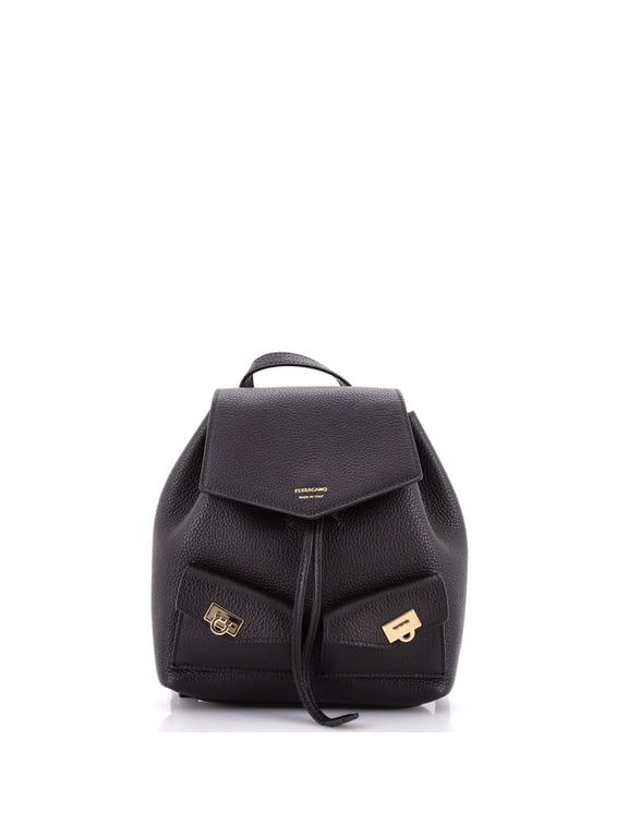Multipocket Drawstring Backpack Leather Mini By Rebag