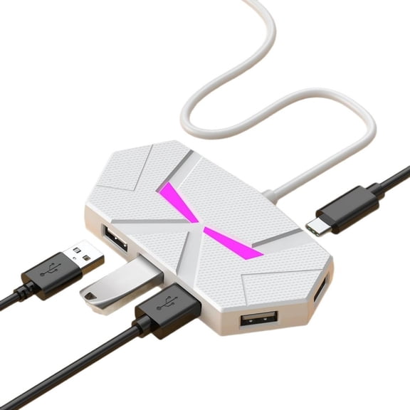 Multiport USB2.0 Expansion Hub 7 Port USB Adapter Splitter with Color LED Lighting For Computer Peripherals