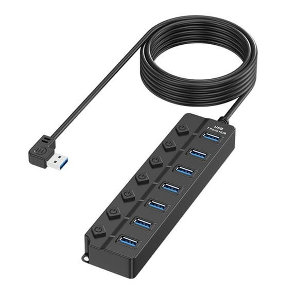 Multiports USB 2.0 Hub with 7Slots Dedicated Switches Multiports Adapter USB Splitter for Desktop and Notebook