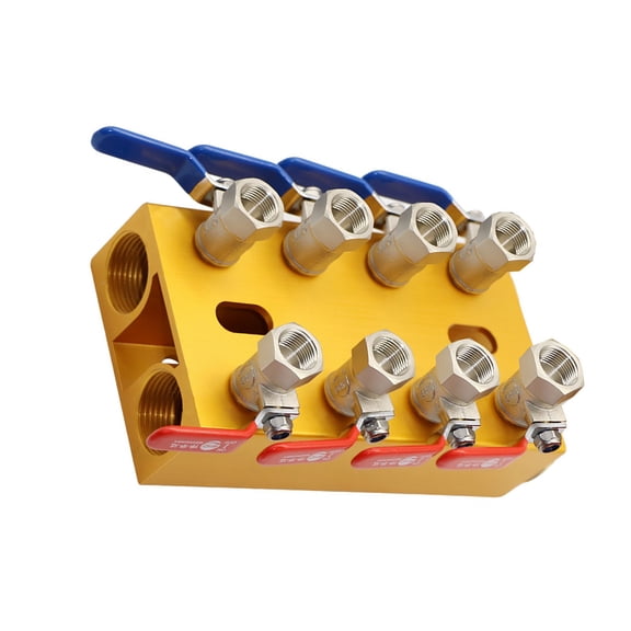 Multiports Water Manifold Aluminum Water Flows Controller 4/5/6/8In 4/5/6/8Out Handle For Inject Molding Equipment