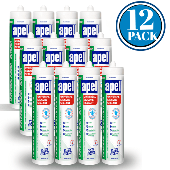 MITREAPEL Weather Shield 100% Silicone Sealant, Clear, Waterproof, Flexible, Low Odor, 12 x 8.4 fl oz, 12 Pack