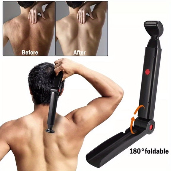 Multipurpose 2-in-1 USB Rechargeable Back Hair Shaver for Men, Foldable Trimmer with Large Blade, Adjustable Handle, with 180 Foldable Handle, Professional Premium Blade Design