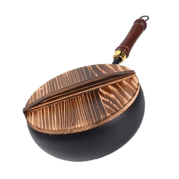 Multipurpose 24cm Deep Wall Iron Wok Rapid Heat Transfer Technology For Functional Cooking Creation