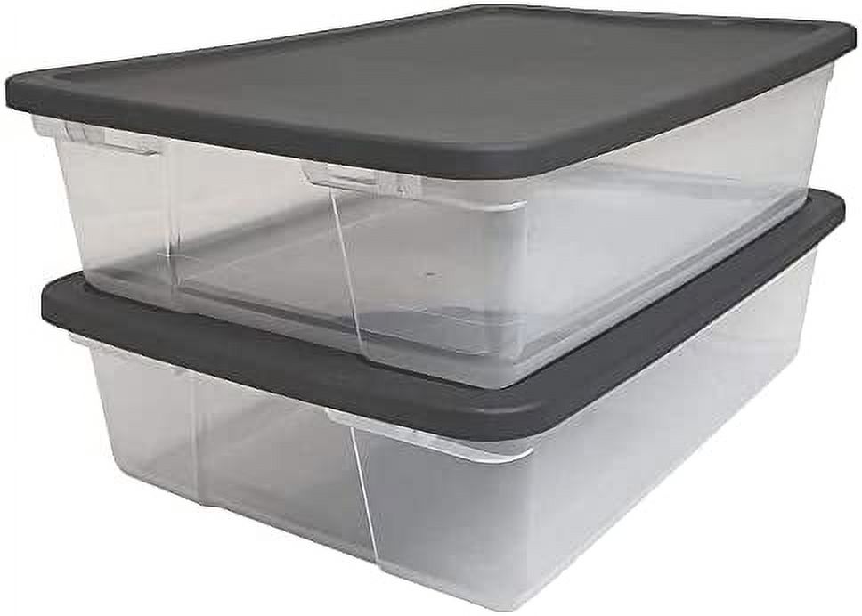 Multipurpose 28 Quart Clear Stackable Storage Container Bins with Tight