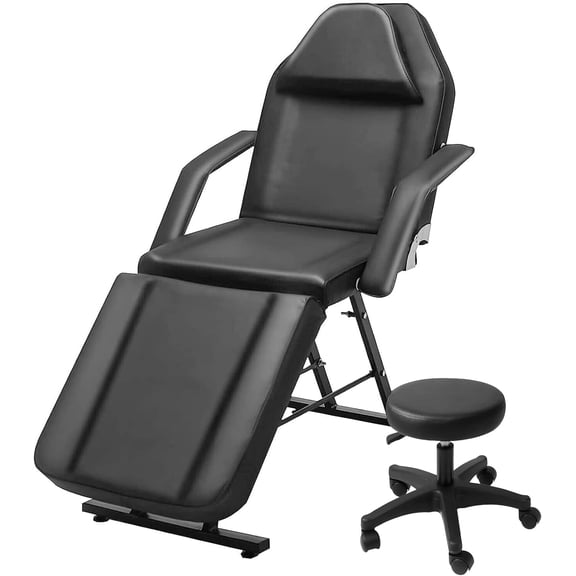 Multipurpose 3-Section Spa Massage Table with Hydraulic Stool, 73-inch Adjustable Tattoo Chair Esthetician Lash Bed with Removable Headrest, Salon Chair Facial Bed for Beauty Barber Massage Equipment