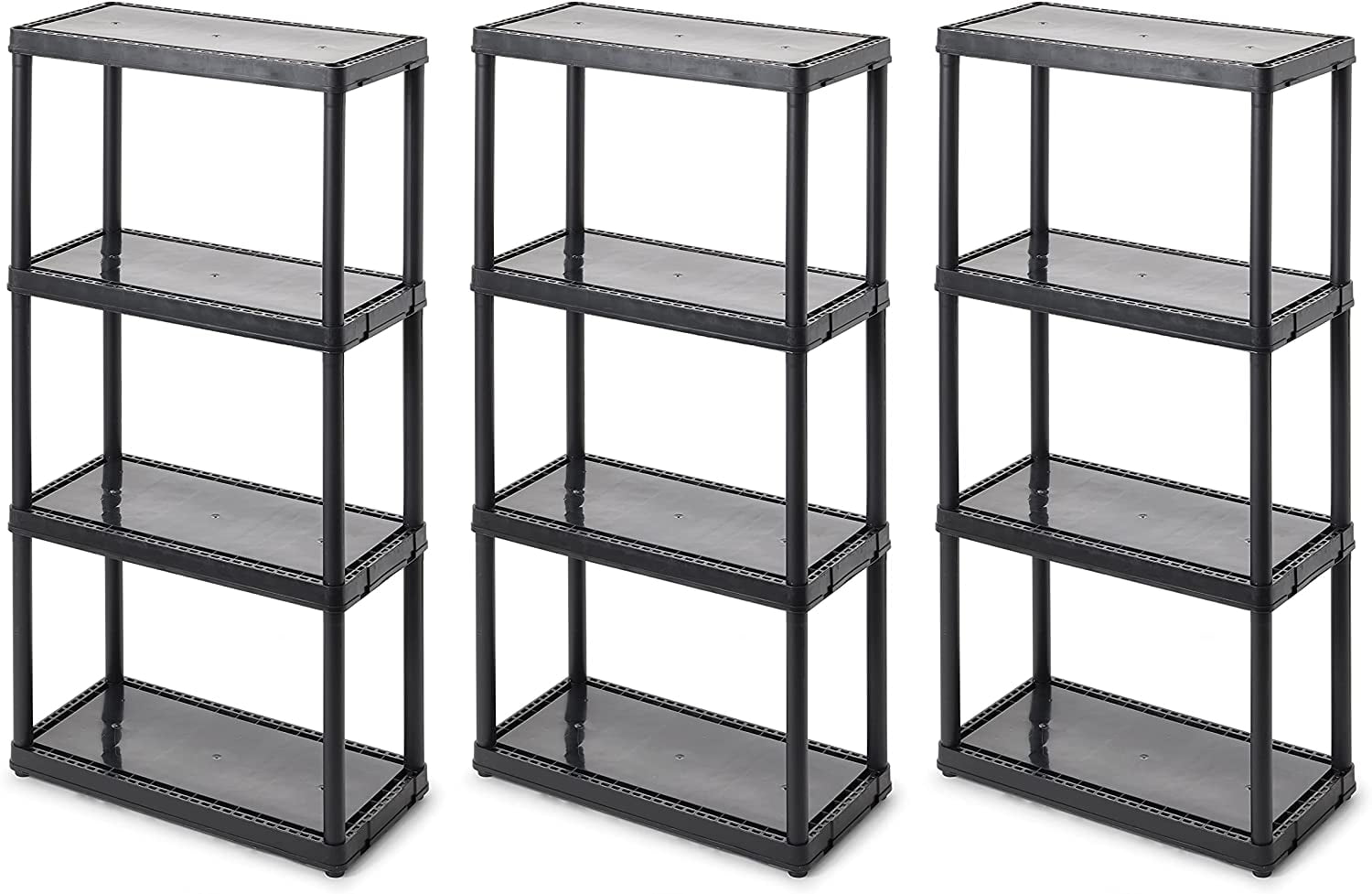 Multipurpose 4 Shelf Fixed Height Solid Plastic Resin Storage Unit for